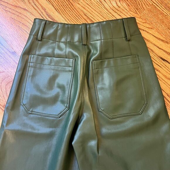 The Colette Faux-Leather Crop Wide-Leg Pants by Maeve Sz25P Forest Green Anthro - Picture 11 of 15